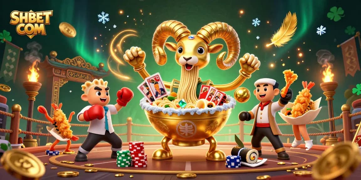 Experience the excitement of SHBET COM's dynamic gaming scene featuring vibrant characters and casino elements.