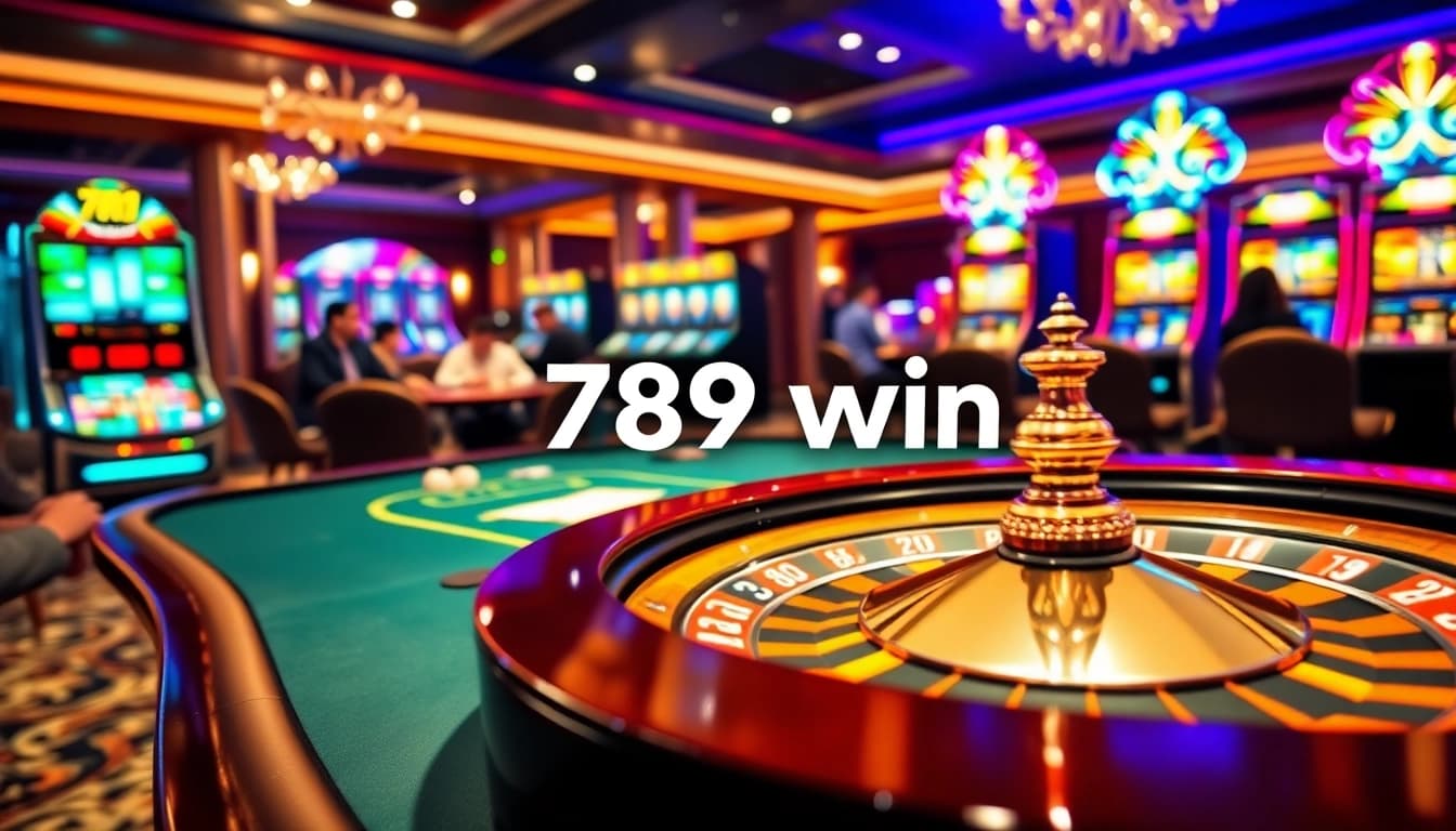 Experience the thrill of winning at 789win with vibrant casino visuals featuring poker and slots.