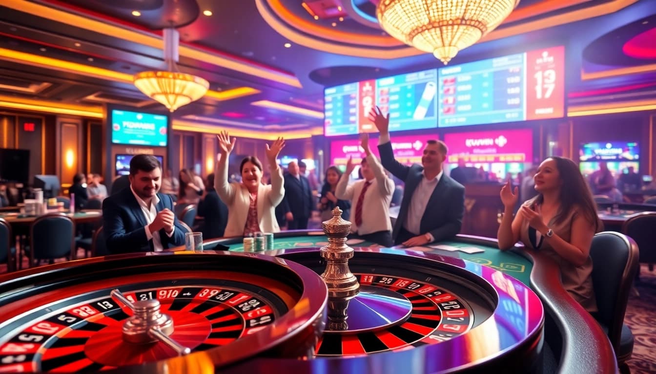 Experience the thrill at a KUWIN casino table with vibrant gaming action and elegant ambiance.