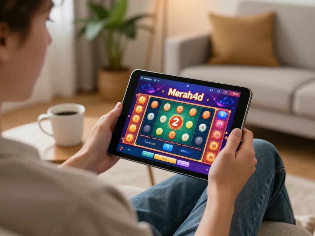 Berinteraksi dengan aplikasi merah4d untuk pengalaman bermain game seluler yang menarik di ruang tamu yang nyaman.