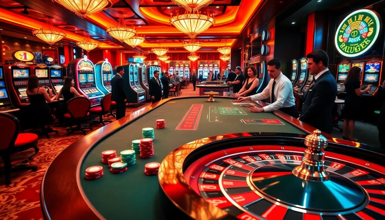 THABET casino scene showcasing players enjoying high-stakes gambling excitement.