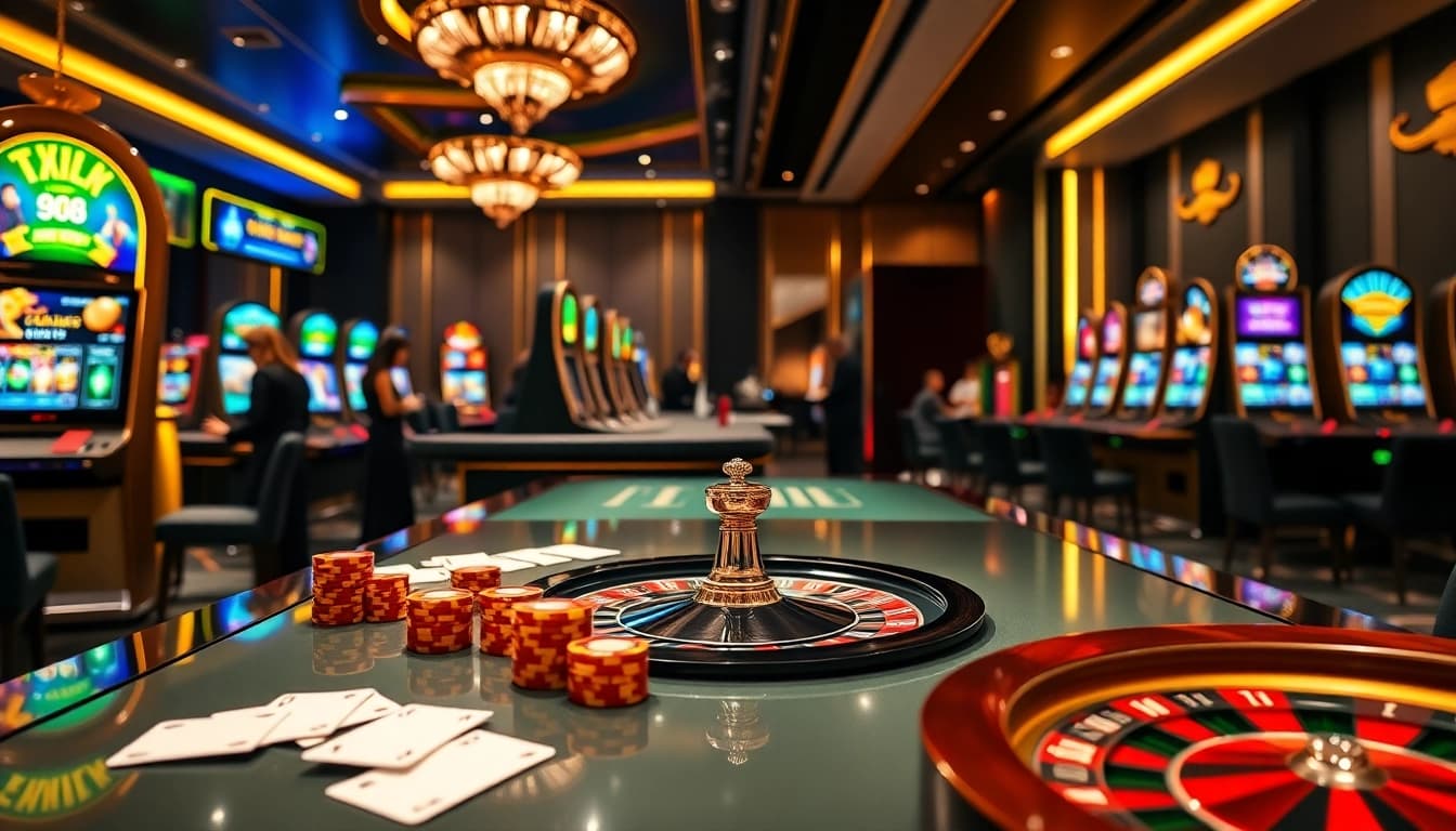 Experience thrilling games at GG88, featuring vibrant casino tables and engaging players.