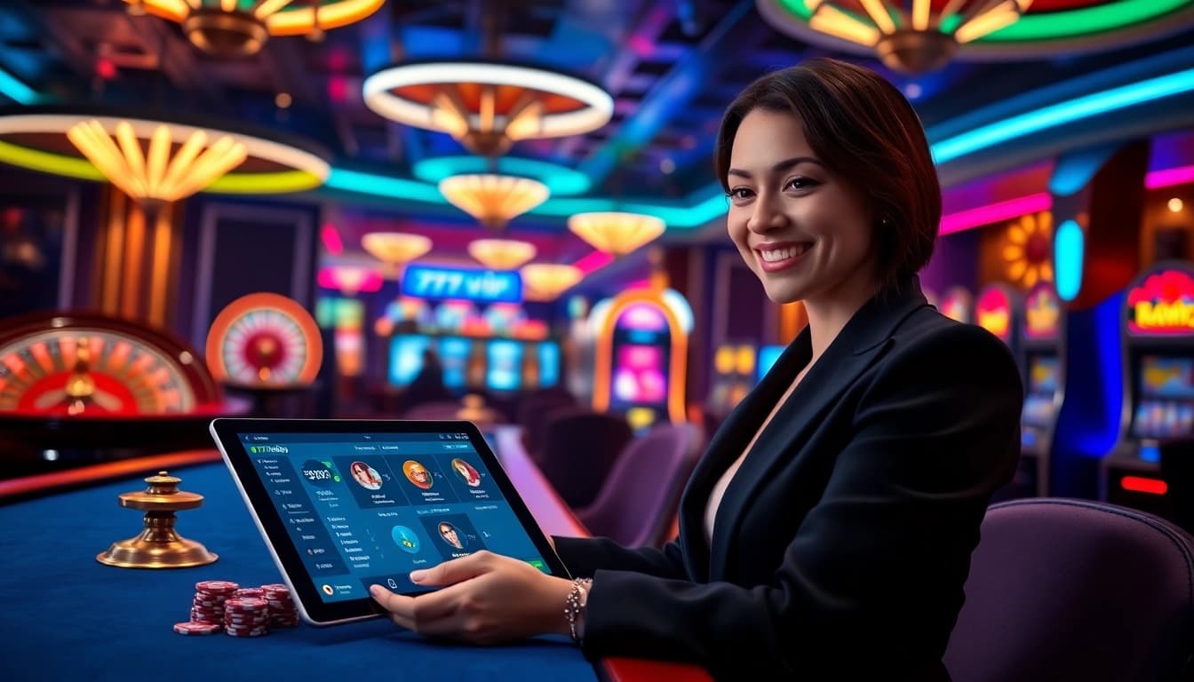 Experience the thrill of 777vip online gambling with luxurious digital interfaces and classic casino elements.