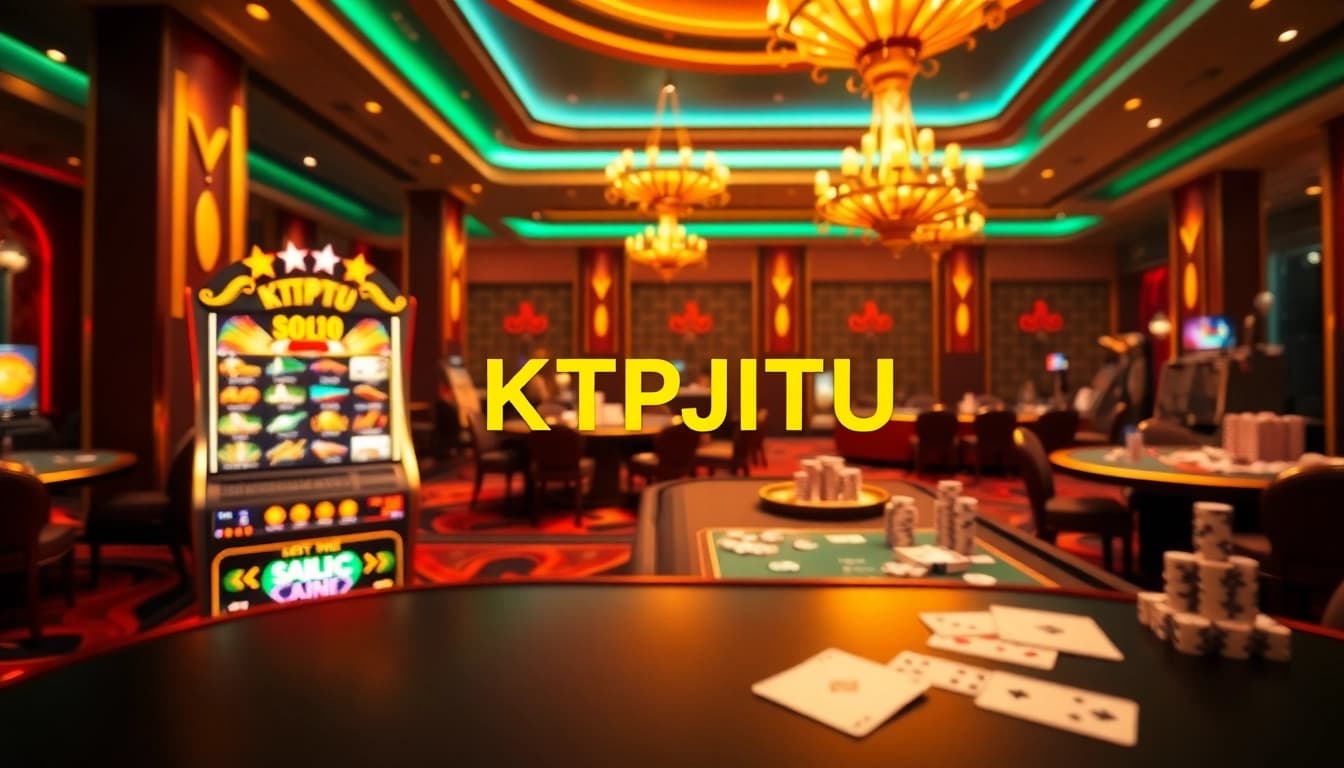 KTPJITU slot machine with vibrant graphics and a jackpot display in a luxurious casino setting.