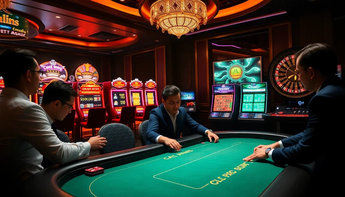 Engaging in a lively poker game at cm88 com with vibrant casino elements.