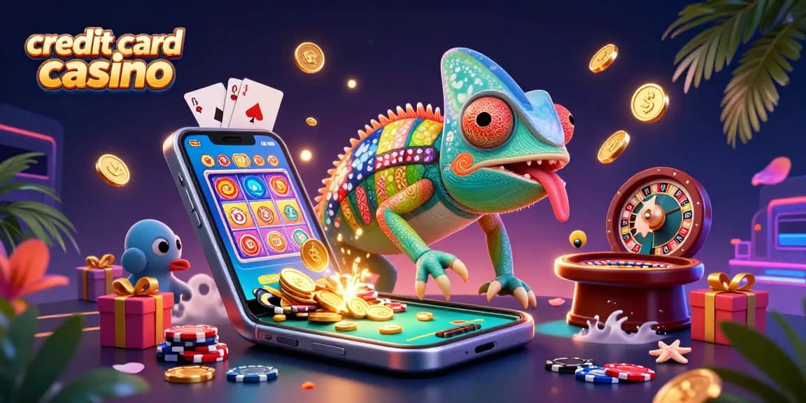 Engage with exciting games at a vibrant credit card casino filled with lively elements and energy.