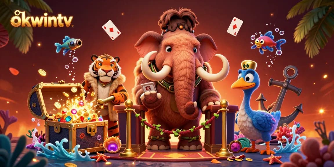 Engage with okwintv's thrilling 3D casino scene featuring a mammoth bouncer and saber-tooth VIP!