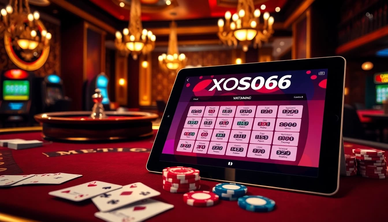 Experience thrilling gambling at xoso66 with luxurious casino tables and vibrant gaming visuals.