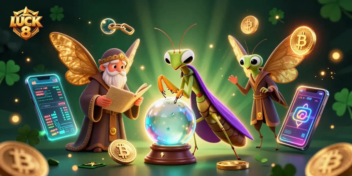 Engage in high-stakes action at LUCK 8 casino with 3D characters and glowing cryptos