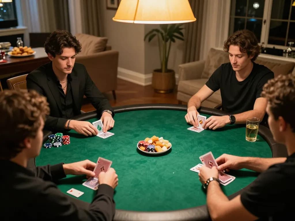 Players engaging in a friendly poker game with NET88 cards and chips on the table.