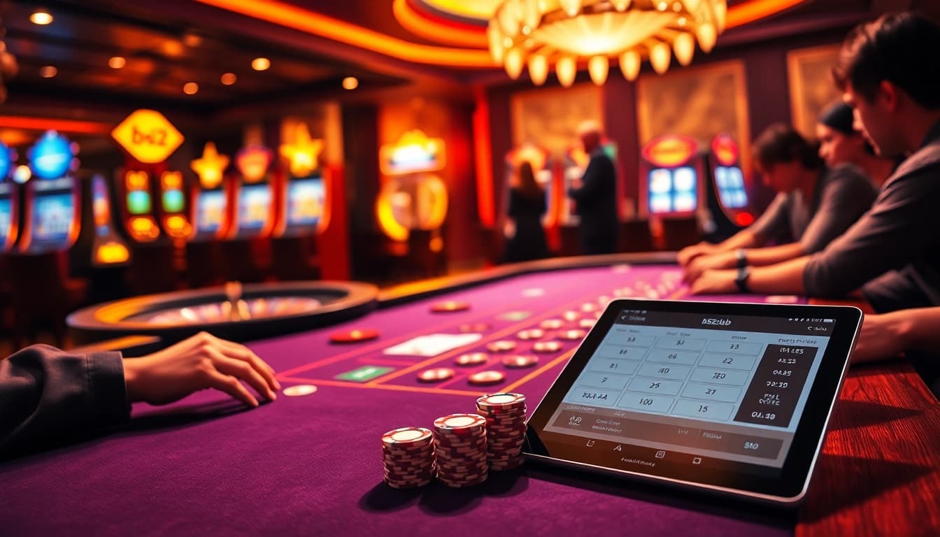 Experience excitement at the b52club poker table with vibrant chips and cards.