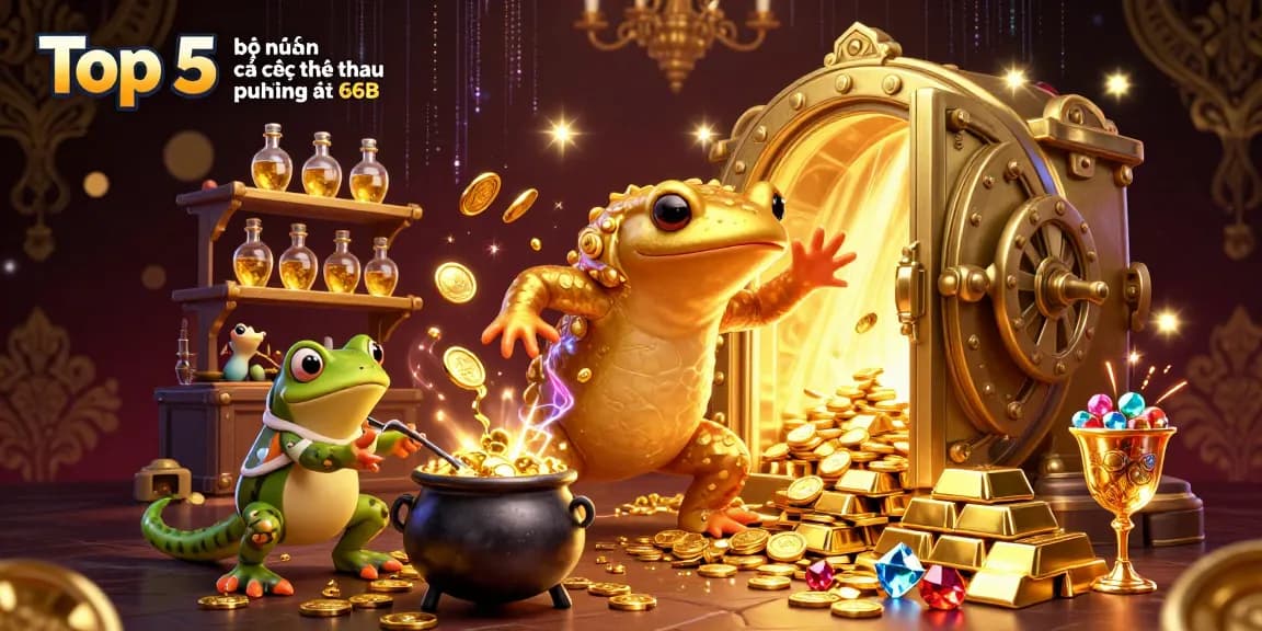 Top 5 bộ môn cá cược thể thao phổ biến tại 66B featuring a vibrant scene with golden alchemist and magical sports elements.