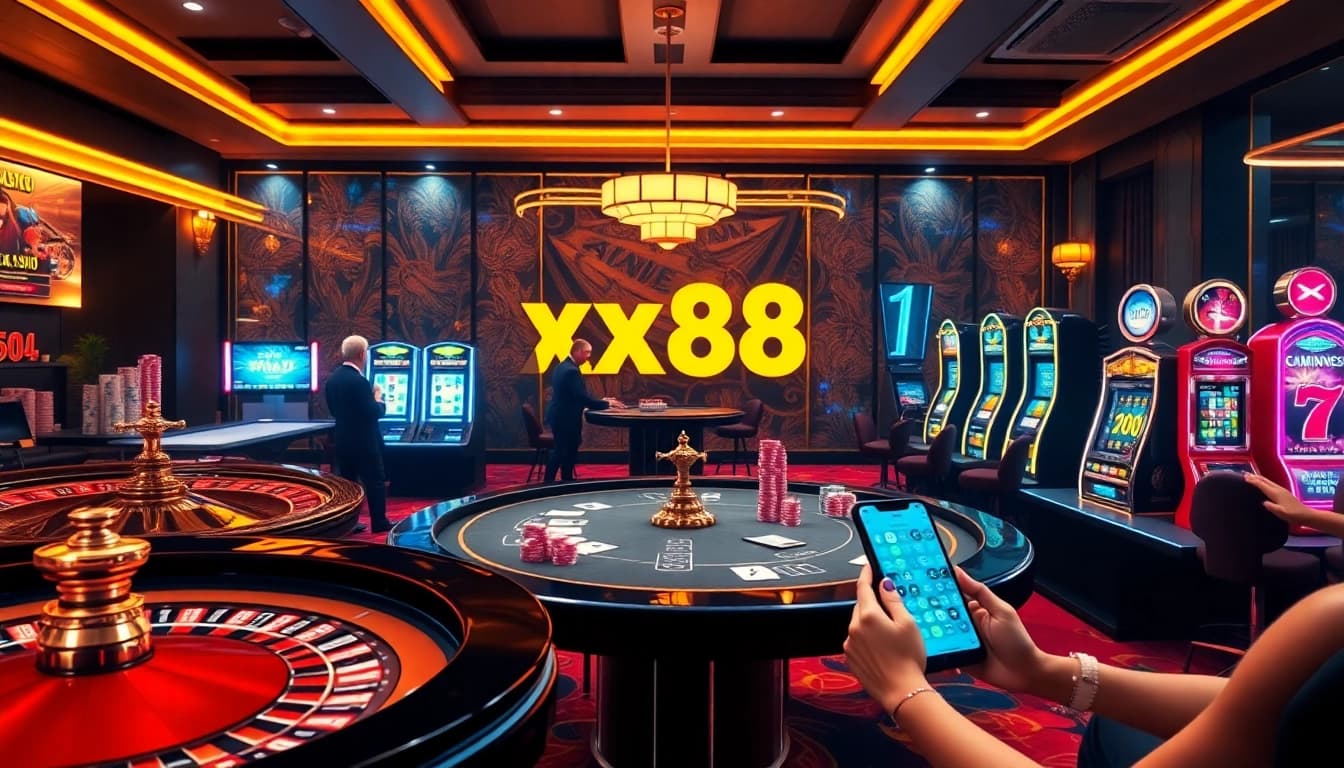 Experience excitement at trang chủ xx88 with a vibrant online casino scene showcasing various games.