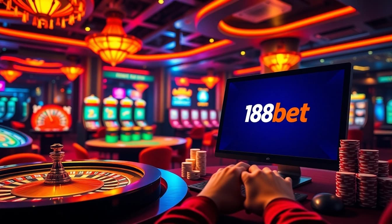 Engaging players at 188bet sharing a thrilling online casino experience with vibrant gaming action.