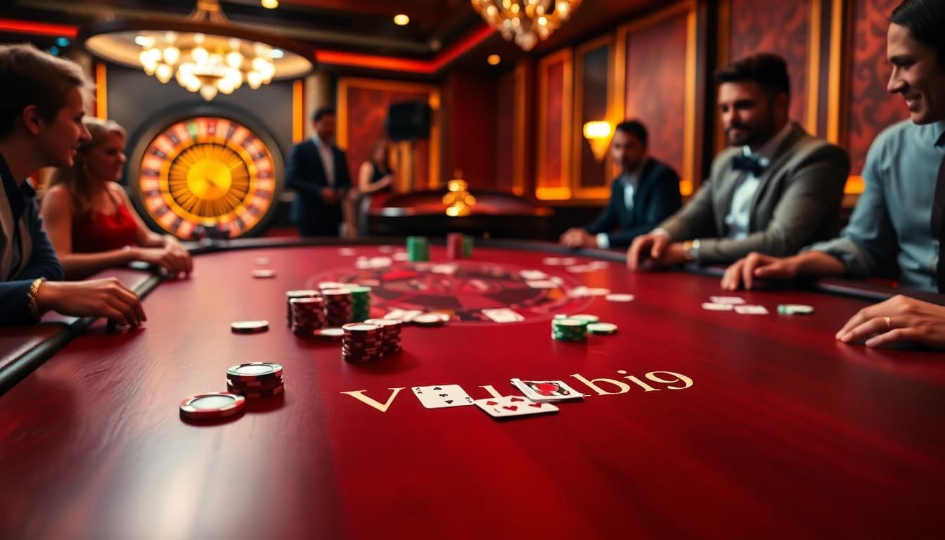 Players at a Vuabai9 poker table showcasing thrilling card strategy.