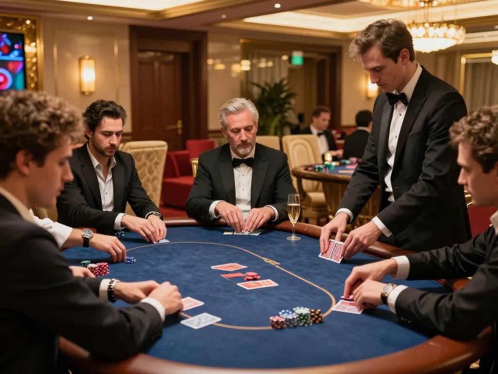 Experience IWIN high-stakes poker in a luxurious VIP area with elegant decor and professional gameplay