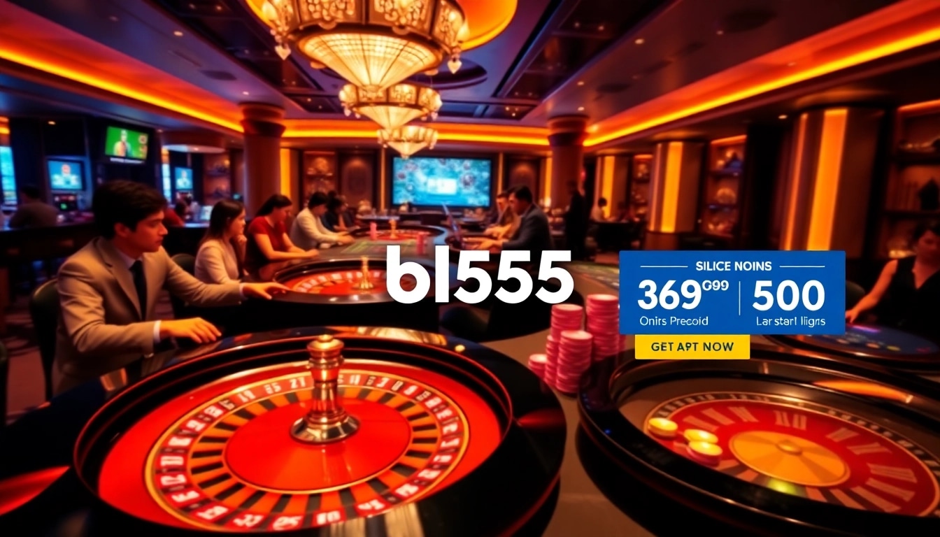 Players enjoying immersive gambling experience at bl555 with vibrant casino tables and chips.