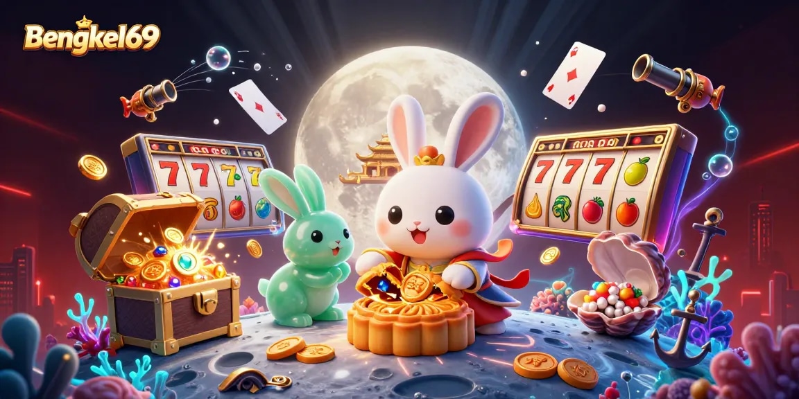 Bengkel69 offers an adventurous casino experience with vibrant slot elements and the moon rabbit theme.