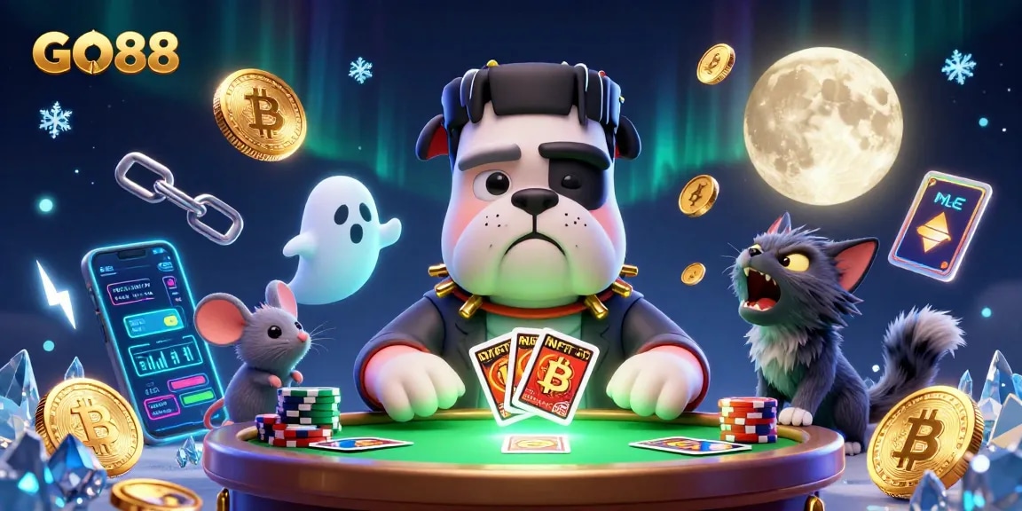 GO88 offers a thrilling casino experience, featuring unique game characters in a vibrant scene.
