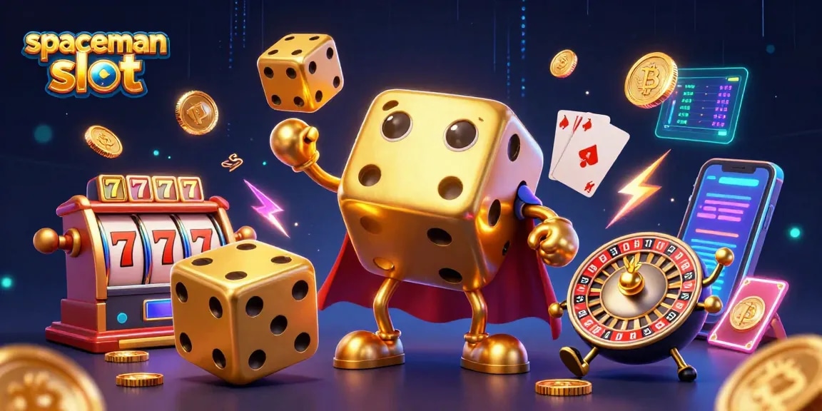 Players enjoy the spaceman slot with vibrant visuals and exciting gameplay in this 3D illustration.