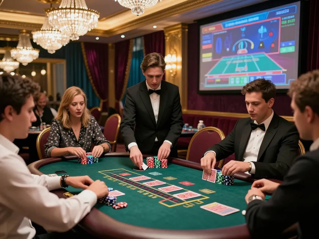 Engaging baccarat scene showcasing free credit baccarat gameplay in a vibrant casino.