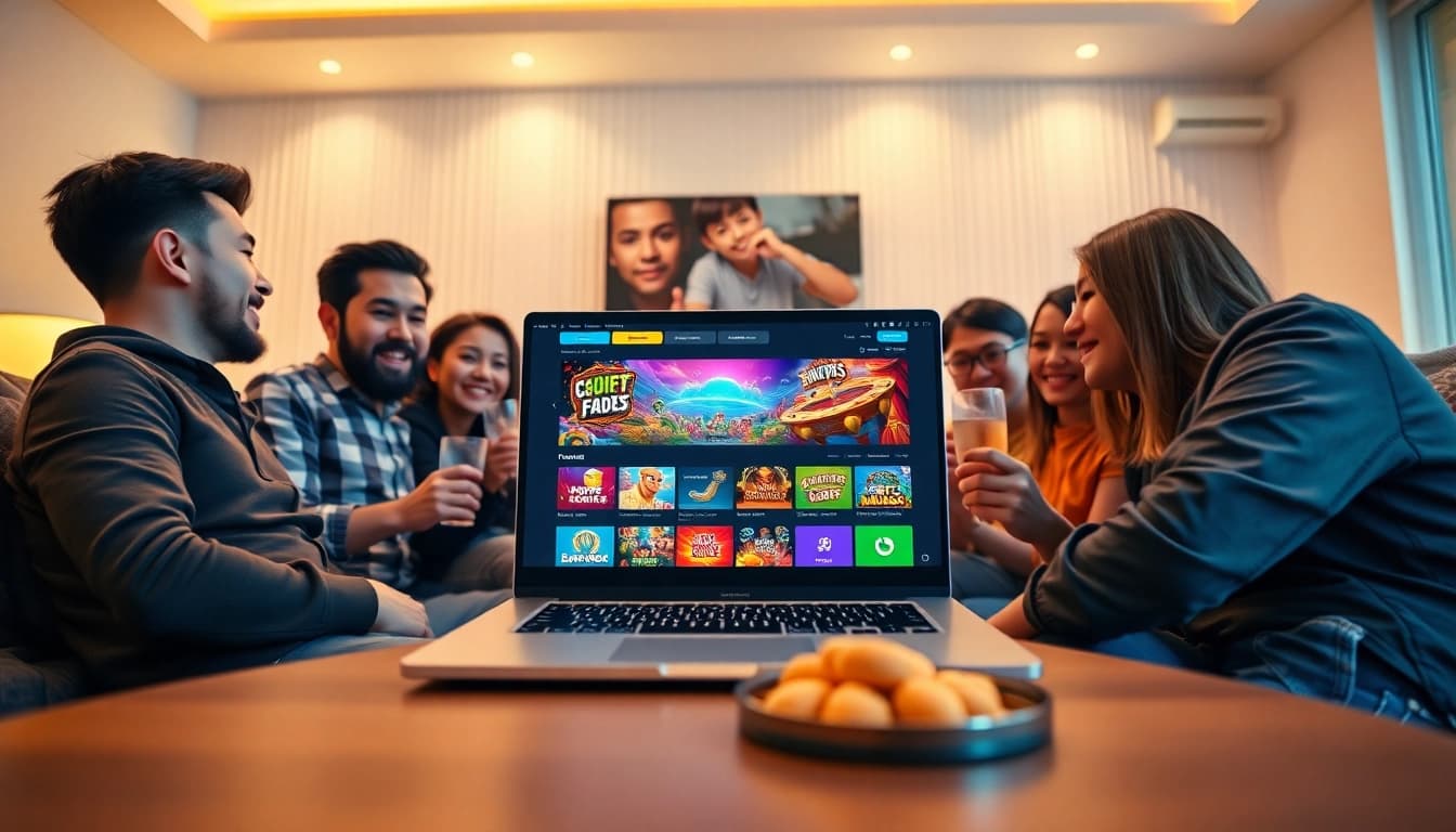 Engaging online gambling scene with friends using the RR88 platform, showcasing vibrant games.
