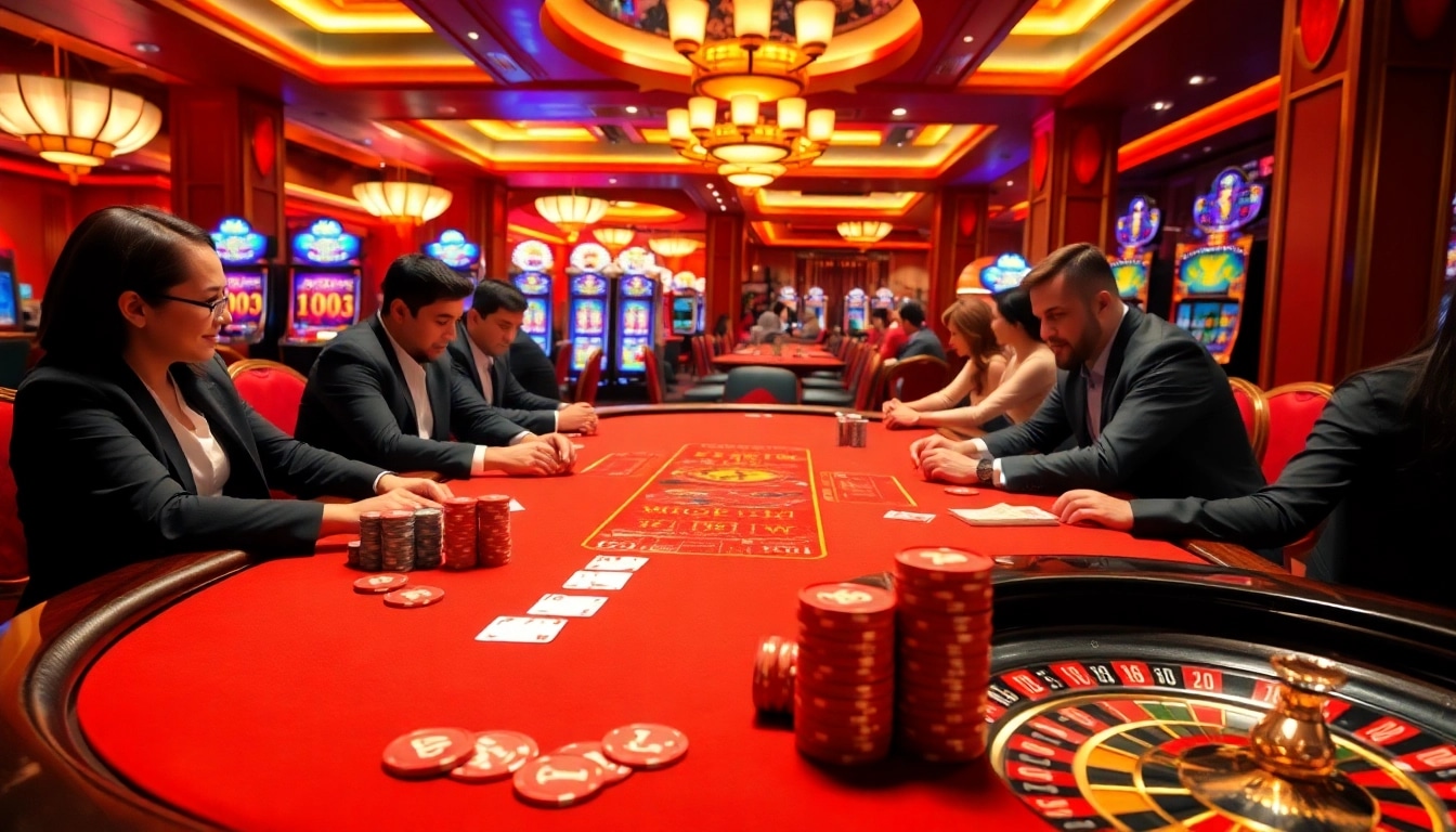 Experience high-stakes poker action at New88 in a luxurious casino setting.