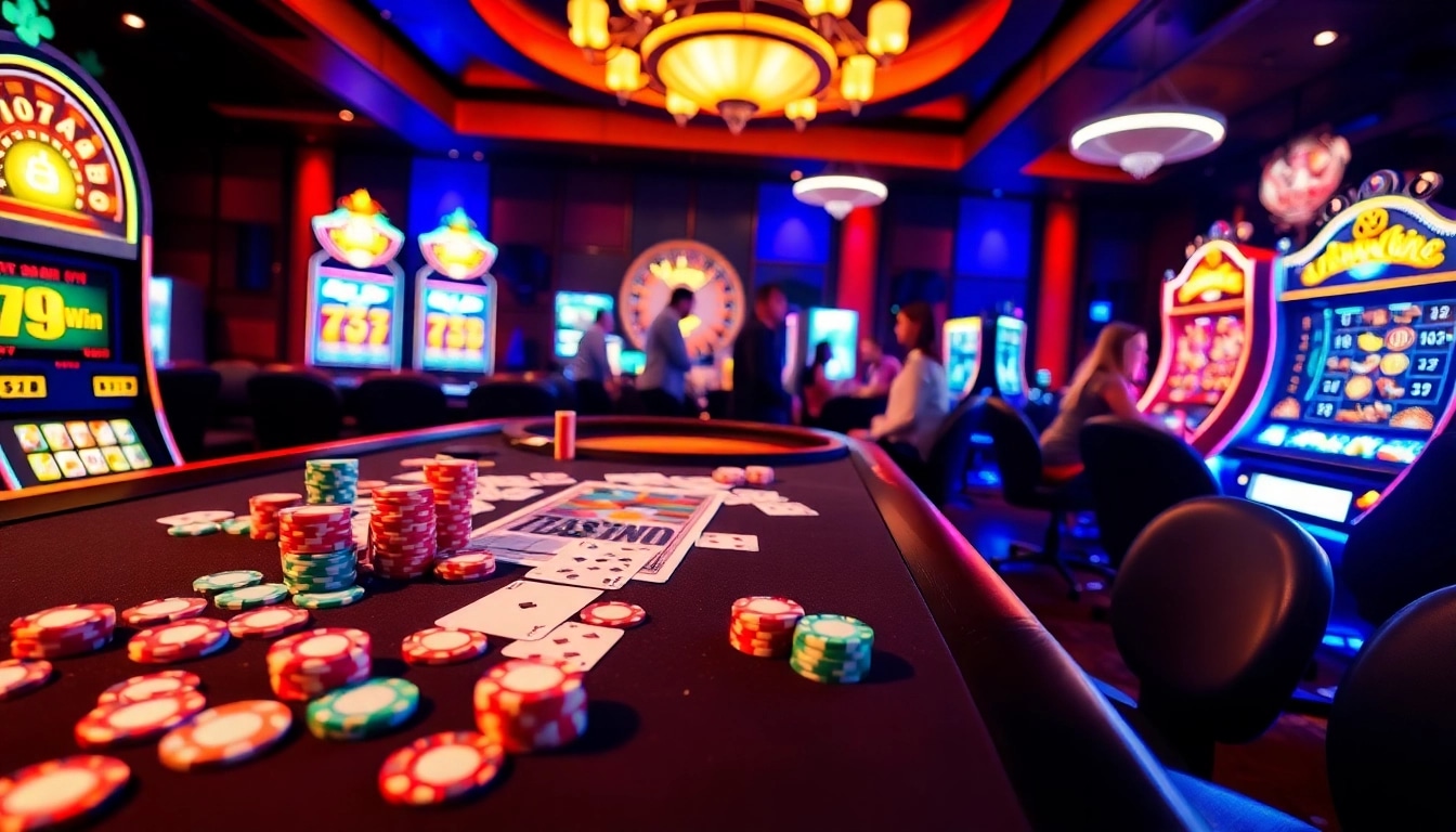 Engaged players strategizing at the 789Win online casino with colorful chips and cards.