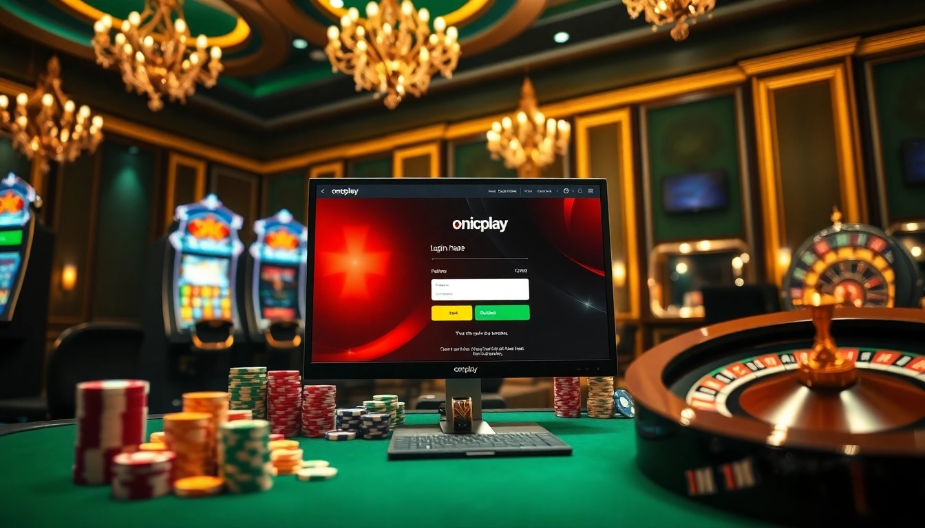 Engage with the onicplay login for an exhilarating online gambling experience featuring vibrant casino elements.