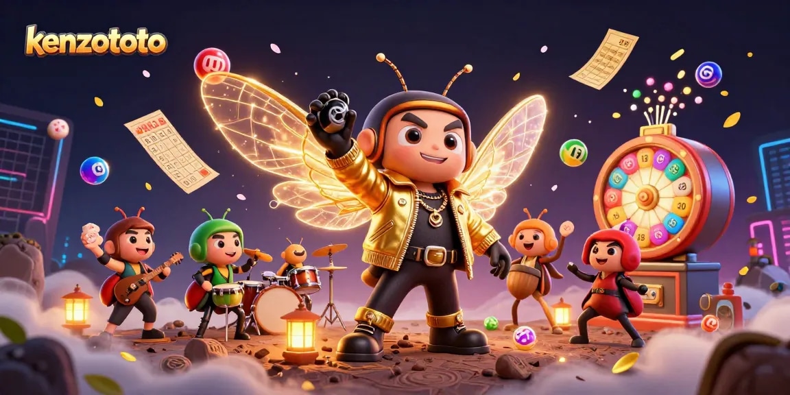 Kenzototo lottery balls and characters create thrilling vibes for players in this dynamic illustration.
