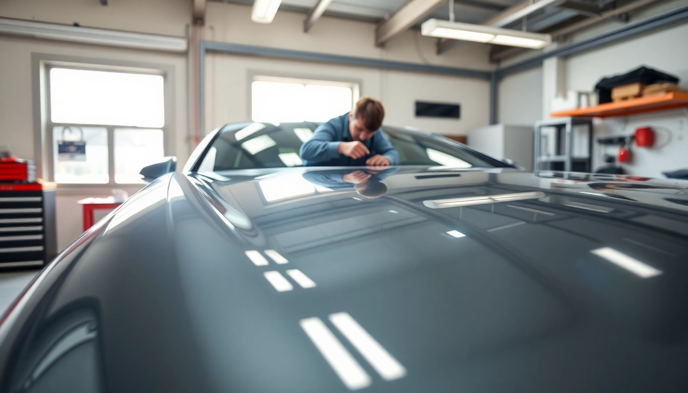 Applying paint protection film near me to enhance vehicle protection and appearance.