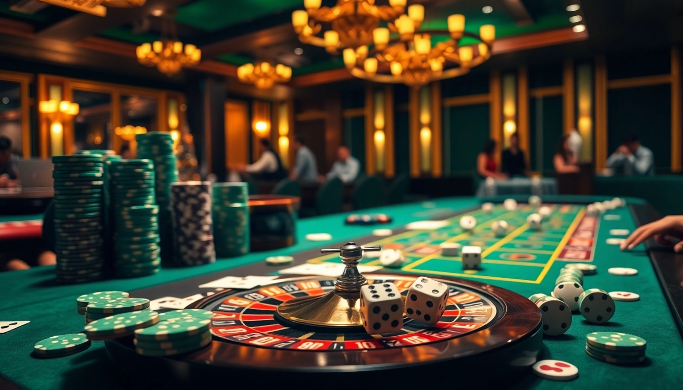 Experience the thrilling atmosphere at LC88 casino with dynamic poker and roulette games.