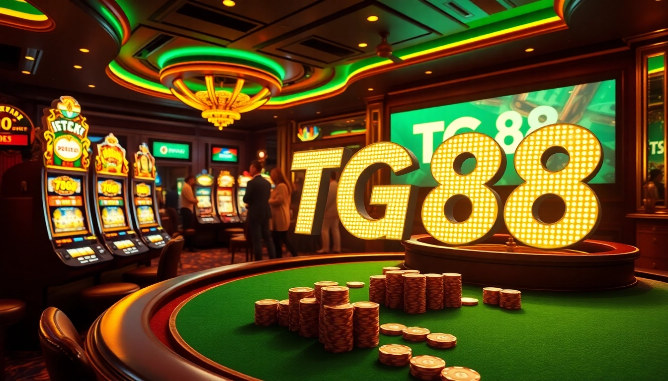 Experience the excitement of casino gaming with TG88 in a vibrant slot and poker atmosphere.