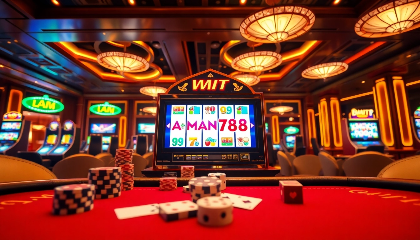 Rasakan kegembiraan slot online aman788 dengan mesin slot yang berwarna-warni dan elemen kasino.