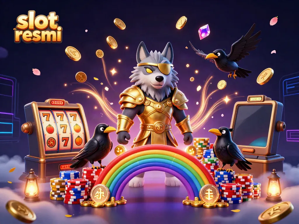 Spin lucky 7s and win on slot resmi with Odin and ravens in a vibrant casino world.