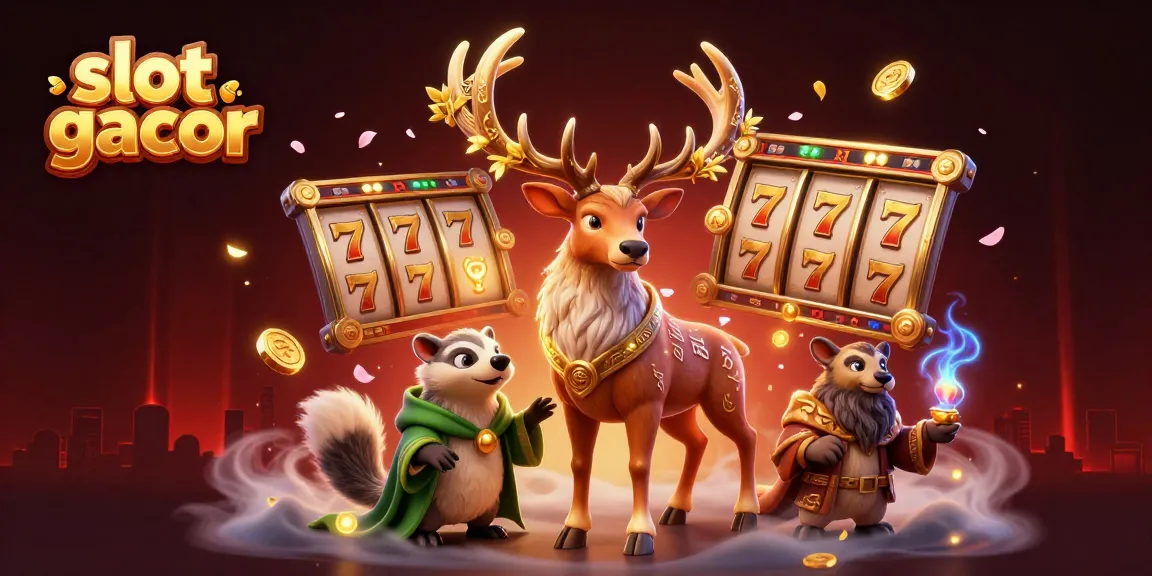 Menangkan slot gacor di dunia kasino dengan ilustrasi kartun 3D dramatis penuh warna dan elemen keberuntungan.