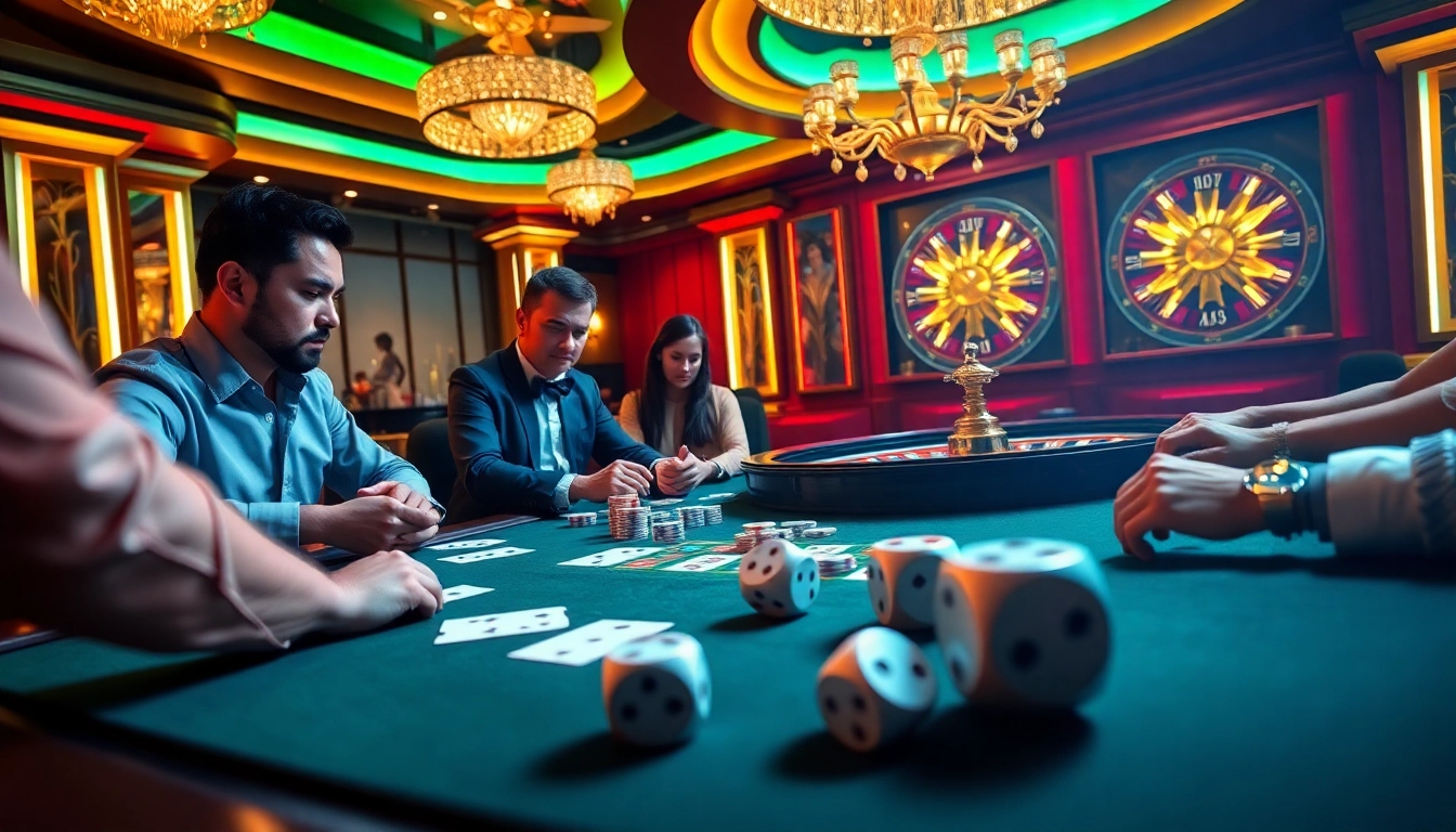 Players engaging in a thrilling S8 poker game at a lavish casino table.