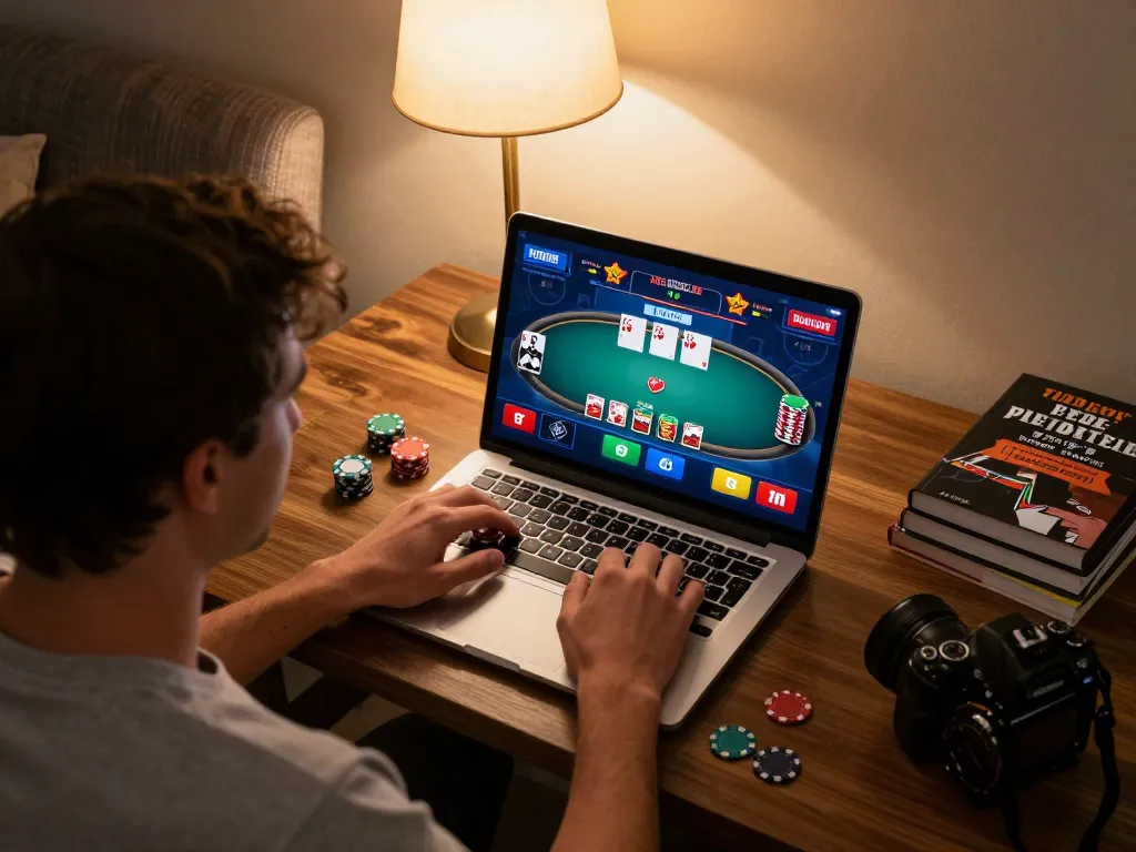 Pemain Bayitoto menikmati permainan poker online, fokus pada taruhan strategis dan aksi kasino
