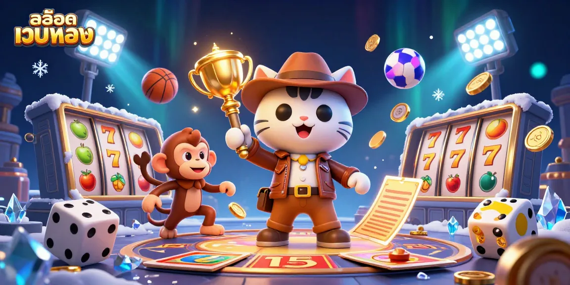 Discover thrilling slot games with สล็อตเว็บตรง in this vibrant and detailed 3D casino illustration.