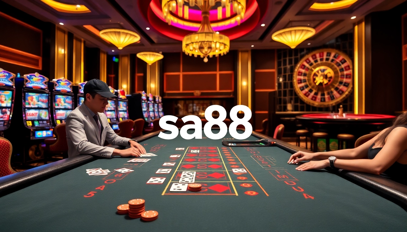 Experience thrilling baccarat gameplay at sa88 with vibrant casino elements.