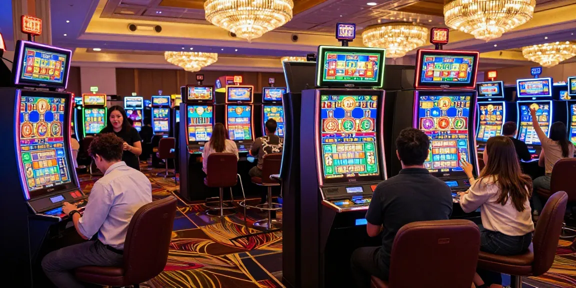 Exciting players enjoying bonus buy slots at a vibrant casino floor, showcasing the thrill of instant gameplay.
