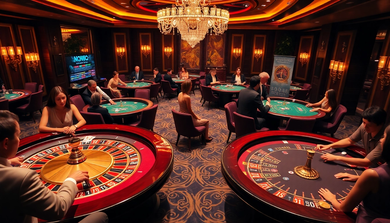 Nohu-themed casino scene featuring vibrant tables, luxury poker games, and dynamic gambling action.