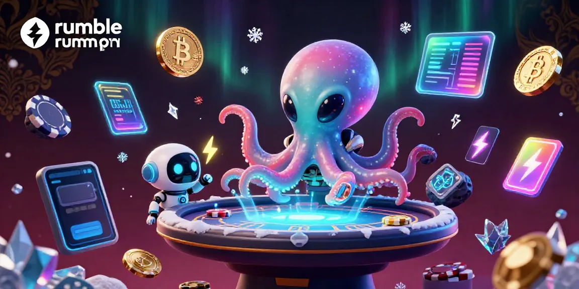 Engage with the Rumble Rummy APK scene featuring vibrant alien gaming elements and cryptocurrency visuals.
