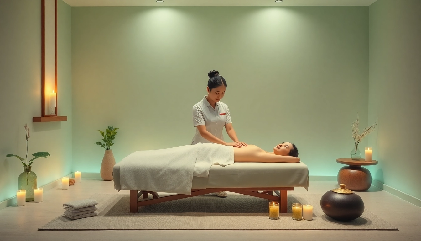 Relaxing Dongtan출장마사지 scene with professional therapist and serene ambiance.
