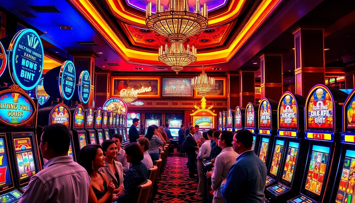 Experience the thrill of gambling at the luxurious casino scene inspired by https://www.legion-boutique.com/boutiquelegiongmailcom-pxl-42.html, featuring vibrant slot machines and engaged players.