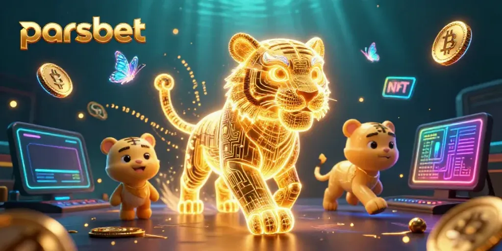 parsbet ile sanal casinoda kazanan stratejileri keşfetmek için 3D neon kaplan görseli