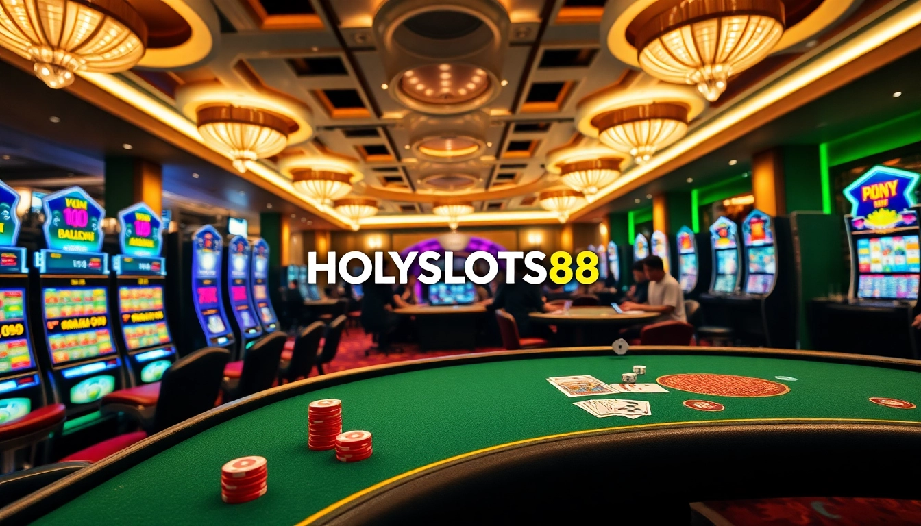 Experience thrilling gameplay at HOLYSLOTS88 with vibrant casino tables and engaging online gaming.