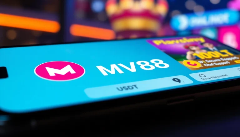 MV88 online gambling app interface displaying secure USDT transactions and customer support features.