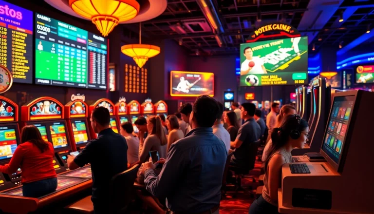 Exciting online gambling experience at https://c168.design/ with diverse players, vibrant casino scene, and innovative technology.