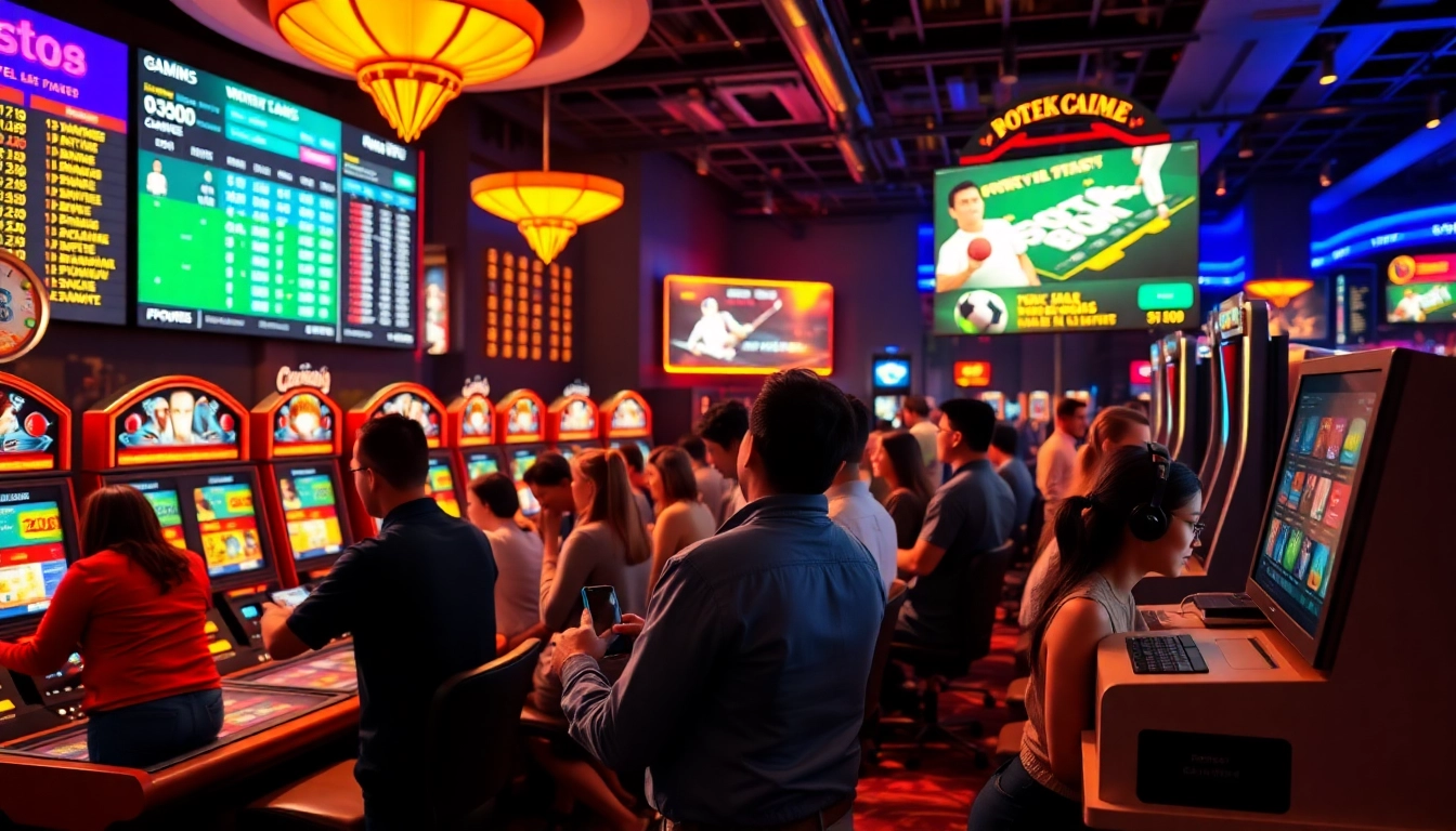 Exciting online gambling experience at https://c168.design/ with diverse players, vibrant casino scene, and innovative technology.